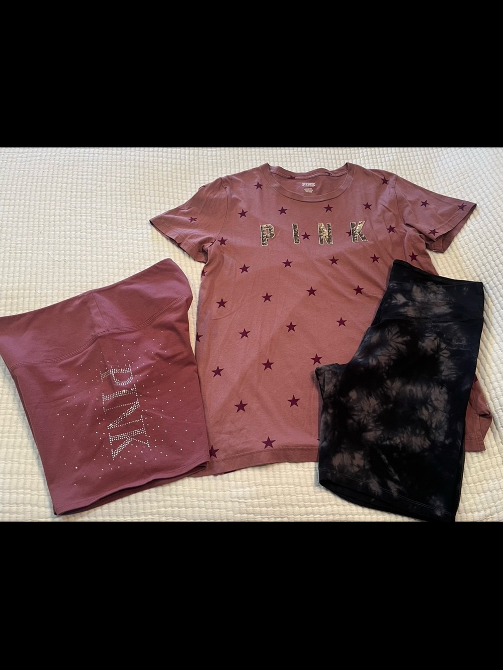 PINK Victoria’s Secret bling Women's Biker shorts and Sequence Star set Sz.XL
